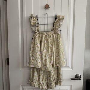 Floral Ruffle Night Gown Set